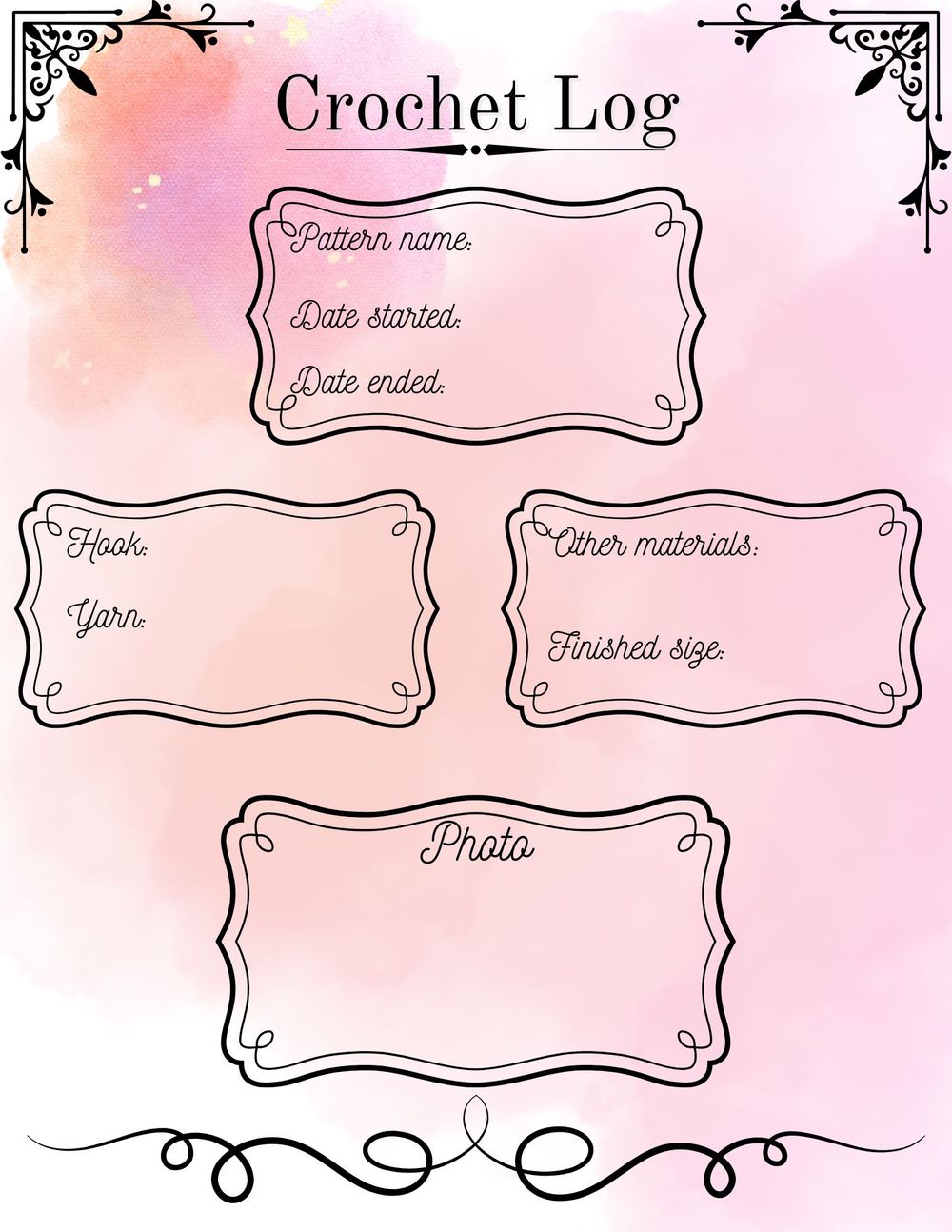 Crochet Log Printable 