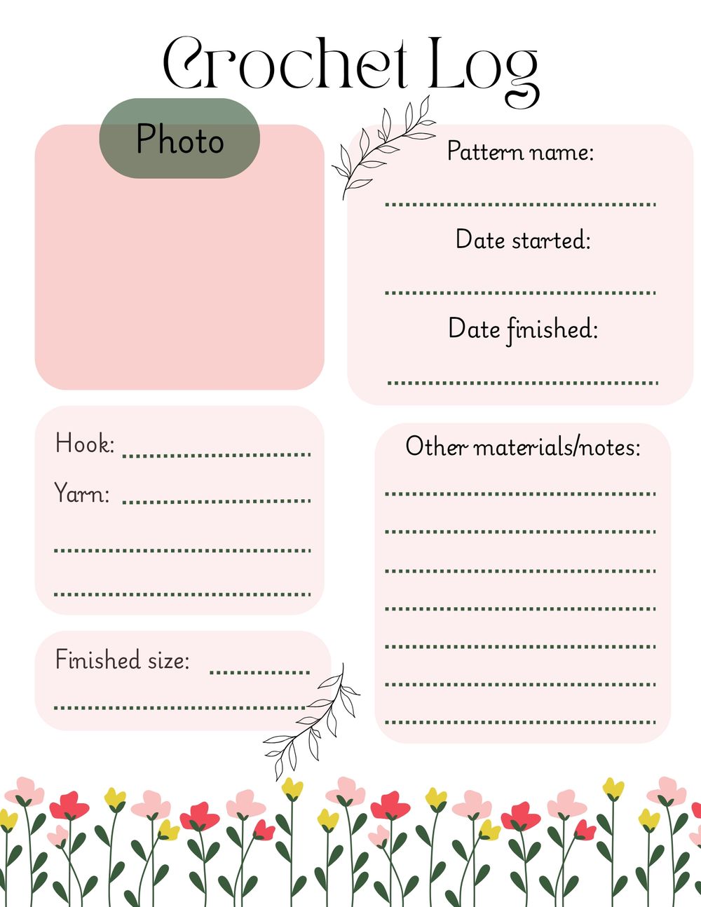 Crochet Log Printable 