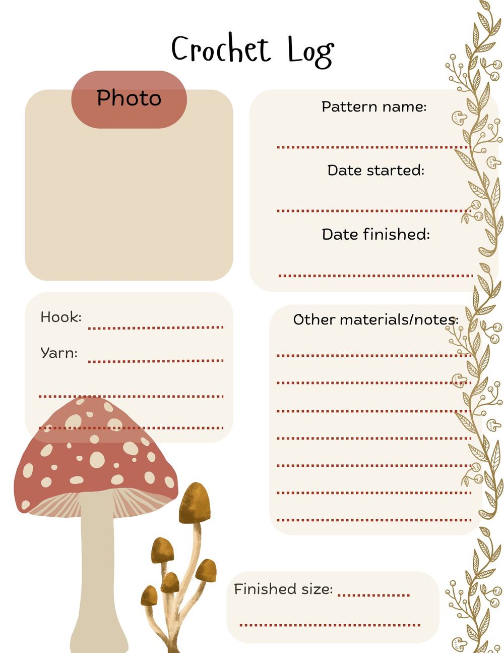 Crochet Log Printable 